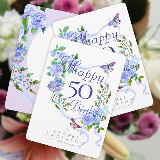 ブルーローズリボン 50歳の誕生日 シーズンカード