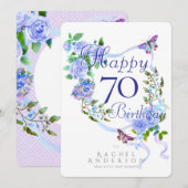 ブルーローズリボン 70歳の誕生日 シーズンカード (正面/裏面)