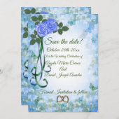 ブルーローズ エレガント 招待状 (正面/裏面)