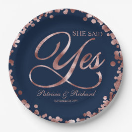 ブルーローズ ゴールド 彼女はイエスと言った 婚約パーティー ペーパープレート