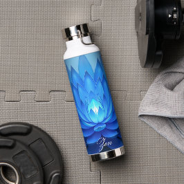 ブルーロータスフラワースピリチュアル禅アート ウォーターボトル