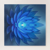 ブルーロータスフラワースピリチュアル禅アート ジグソーパズル (横)