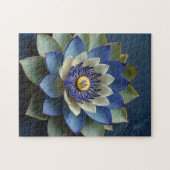 ブルーロータスフラワースピリチュアル禅アート ジグソーパズル (横)