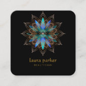 ブルーロータスフラワーヒーリングセラピーヨガホリスティック スクエア名刺 (正面)