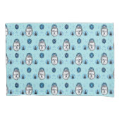 ブルーロータスブッダ枕カバー、標準サイズピロ 枕カバー (正面左)