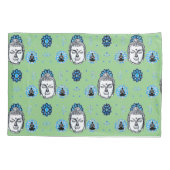 ブルーロータスブッダ枕カバー、標準サイズ 枕カバー (裏面-左)