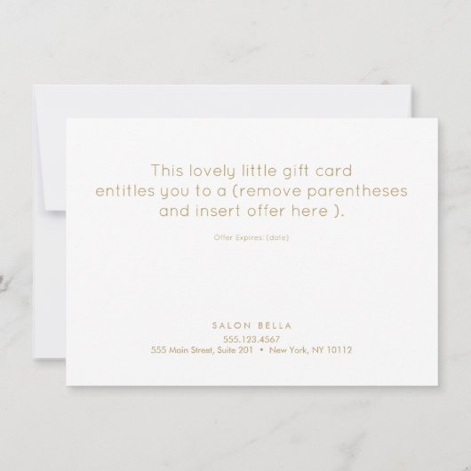 ブルーロータスマンダラサロンとスパギフト証明書 (裏面)