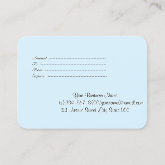 ブルーロータス、コンフェッティ、スパ、マッサージ 割引カード (裏面)