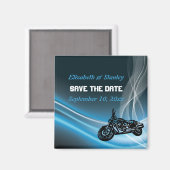 ブルーロードバイクもしくは自転車に乗る人ウェディングデイトマグネットを保存 マグネット (正面/裏面)