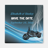 ブルーロードバイクもしくは自転車に乗る人ウェディングデイトマグネットを保存 マグネット (正面)