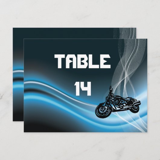 ブルーロードバイクもしくは自転車に乗る人結婚のテーブル番号はがき ポストカード (正面/裏面)