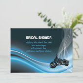 ブルーロードバイクもしくは自転車に乗る人結婚のブライダルシャワー招待 招待状 (スタンド正面)