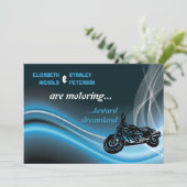 ブルーロードバイクもしくは自転車に乗る人結婚式招待状 招待状 (スタンド正面)