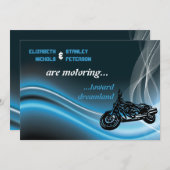 ブルーロードバイクもしくは自転車に乗る人結婚式招待状 招待状 (正面/裏面)