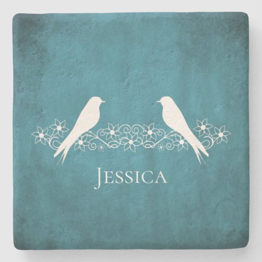 ブルーローブバードフローラつる植物ストーンコースター ストーンコースター (正面)