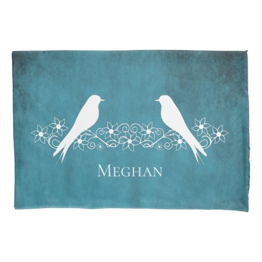 ブルーローブバードフローラつる植物ピラロケース 枕カバー (正面)