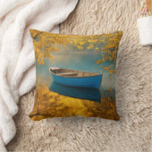 ブルーローボートオンゴールデンレイク クッション (ブランケット)