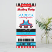 ブルーローラスケートスポーツチケットパス誕生日 招待状 (スタンド正面)