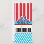 ブルーローラスケートスポーツチケットパス誕生日 招待状 (裏面)