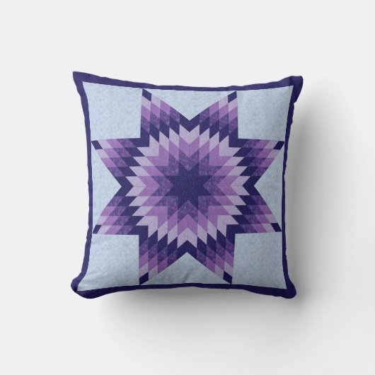 ブルーローンスターキルトデザイン クッション (正面)