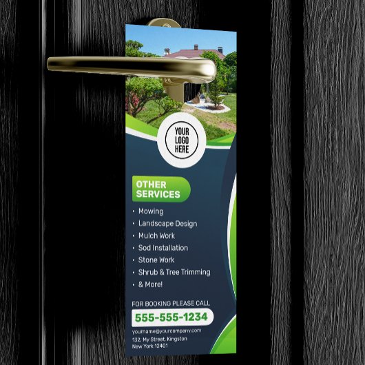 ブルーローン気に造園トリミング草刈りサービス ドアノブサイン