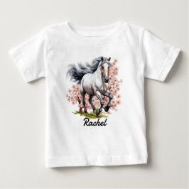 ブルーローン走る野生の馬 ベビーTシャツ