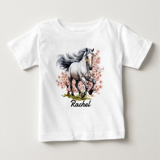 ブルーローン走る野生の馬 ベビーTシャツ (正面)