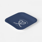 ブルーロ航海のープハートいかりモノグラム結婚ズ ペーパープレート (傾斜あり)