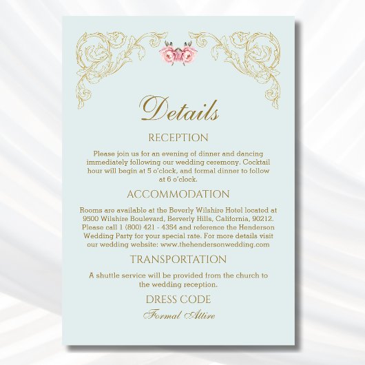 ブルーロ華美コヴィンテージウェディング詳細 エンクロージャーカード