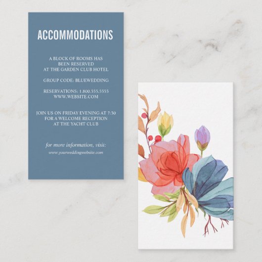 ブルーワはっきりしたルドフラワー結婚ズ宿泊施設 エンクロージャーカード (正面/裏面)