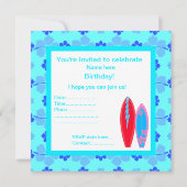 ブルーワイプアウトバースデーパーティー招待状アクア 招待状 (裏面)