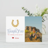 ブルーワイルドウエストファーストロデオ男の赤ちゃん1st誕生日 サンキューカード (スタンド正面)