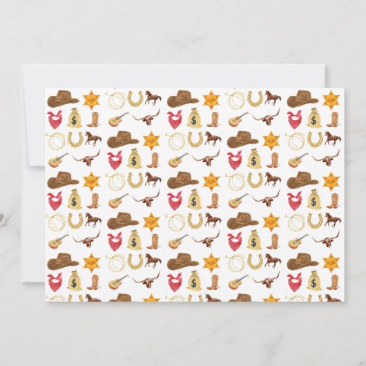 ブルーワイルドウエストファーストロデオ男の赤ちゃん1st誕生日 サンキューカード (裏面)