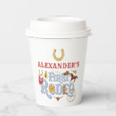 ブルーワイルドウエストファーストロデオ男の赤ちゃん1st誕生日 紙コップ (裏面)