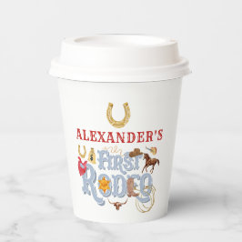 ブルーワイルドウエストファーストロデオ男の赤ちゃん1st誕生日 紙コップ