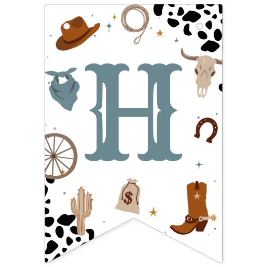 ブルーワイルドウエストロデオボーイハッピーバースデー バンティングフラッグ (第2の旗)