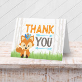 ブルーワイルドキツネウッドランドパーティーサンキューカード サンキューカード