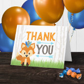 ブルーワイルドキツネウッドランドパーティーサンキューカード サンキューカード