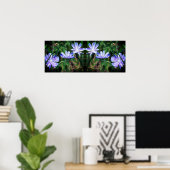 ブルーワイルドチコリーフラワーズ鏡抽象芸術 ポスター (ホームオフィス)