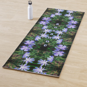 ブルーワイルドチコリー花の抽象芸術 ヨガマット