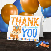 ブルーワイルドトライバルキツネパーティーサンキューカード サンキューカード