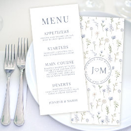 ブルーワイルドフラワーお洒落のメ結婚ニュー・カード