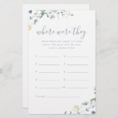 ブルーワイルドフラワーどこ彼らはブライダルシャワーゲーム (正面/裏面)