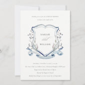 ブルーワイルドフラワーの水色のクレストカップルのシャワー 招待状 (正面)