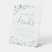 ブルーワイルドフラワーの素朴結婚な特徴的な飲み物 台座サイン (正面)