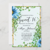 ブルーワイルドフラワーアイビースウィート16招待状 招待状 (正面)