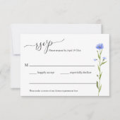 ブルーワイルドフラワーウェディングRSVPエンクロージャカード 出欠カード (正面)