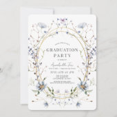 ブルーワイルドフラワーウォータカラー卒業 招待状 (正面)