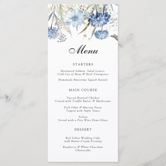 ブルーワイルドフラワーウォータカラー結婚フローラのメニュー メニュー (正面)