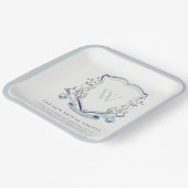 ブルーワイルドフラワーウォーターカラークレストブライダルシャワー ペーパープレート (傾斜あり)